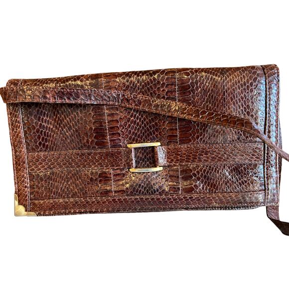 Vintage 60s Lizard Rectangular Convertible Shoulder Bag - Picture 1 of 11